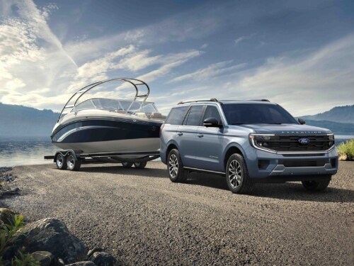 2025 Ford Expedition towing a boat