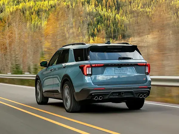 2026 Ford Explorer driving down a highway