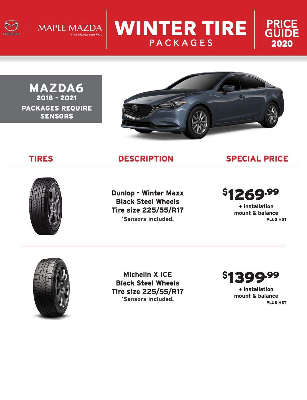 Winter Tire Packages in Maple, Ontario - MAZDA6 Winter Tire Packages in Maple, Ontario - MAZDA6