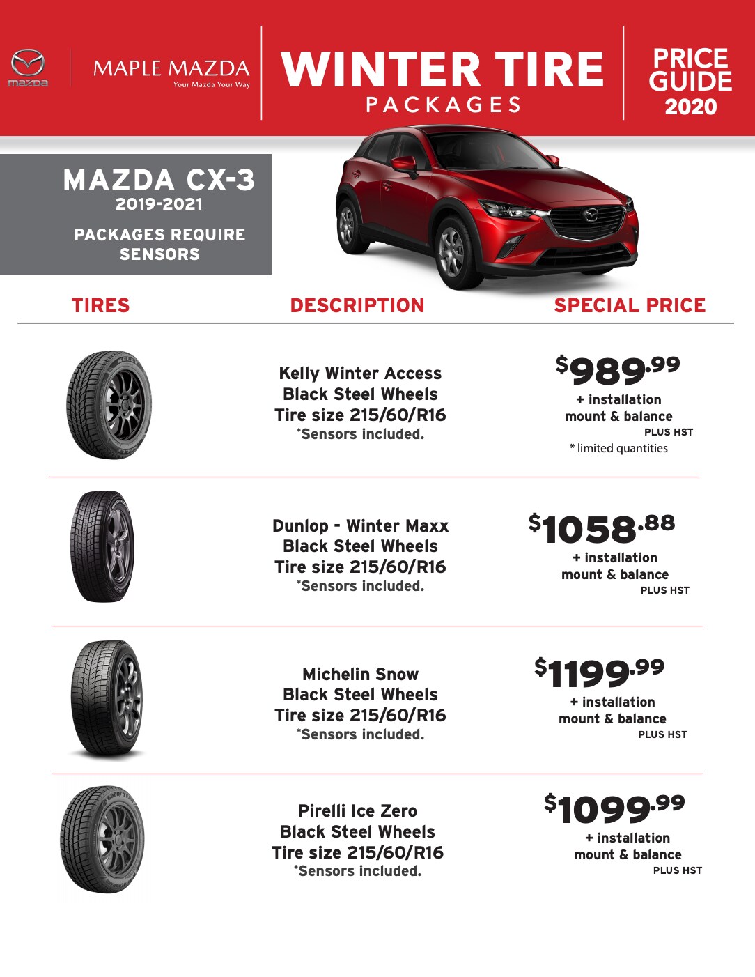 Winter Tire Packages in Maple, Ontario - MAZDA CX-3 Winter Tire Packages in Maple, Ontario - MAZDA CX-3