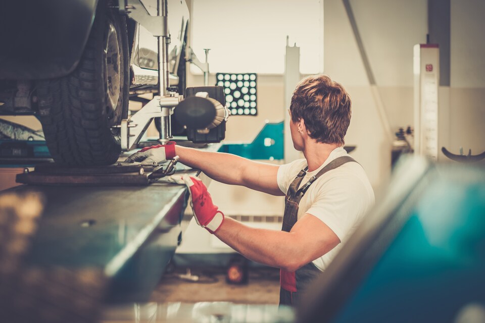 Mechanic Performing an Alignment