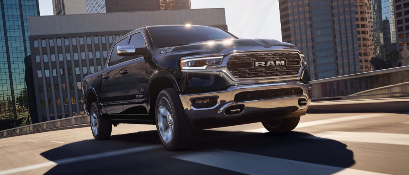 New Ram 1500 driving through the city