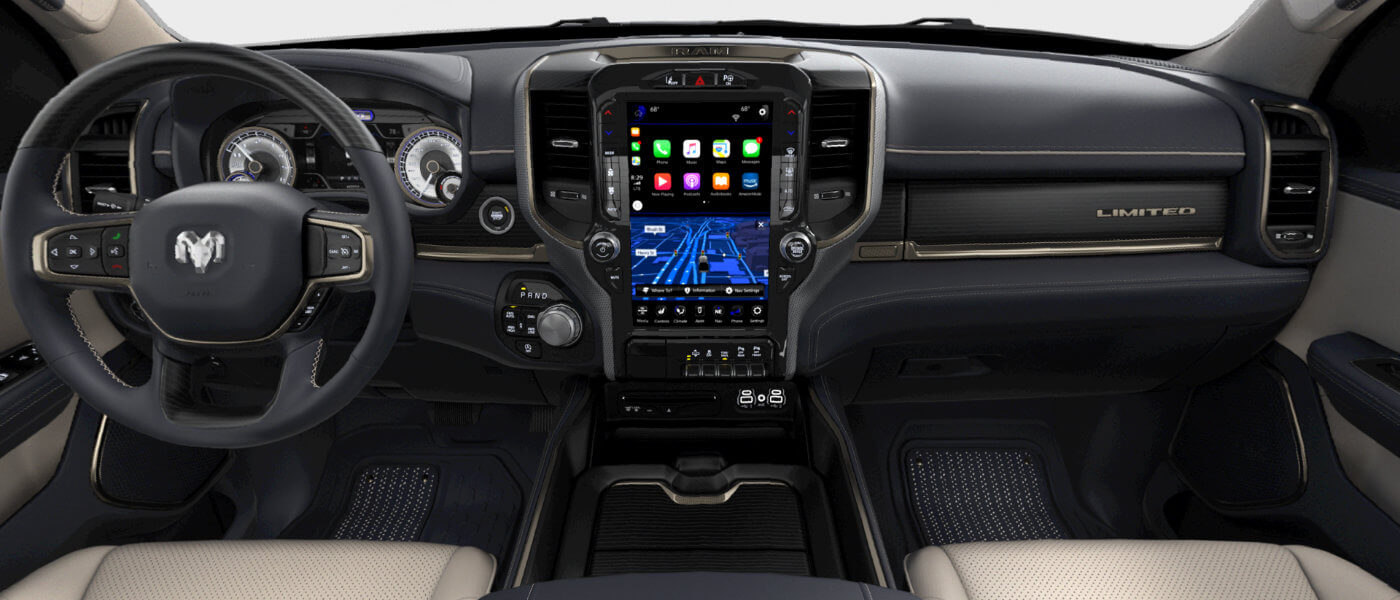New Ram 1500 interior front dashboard view