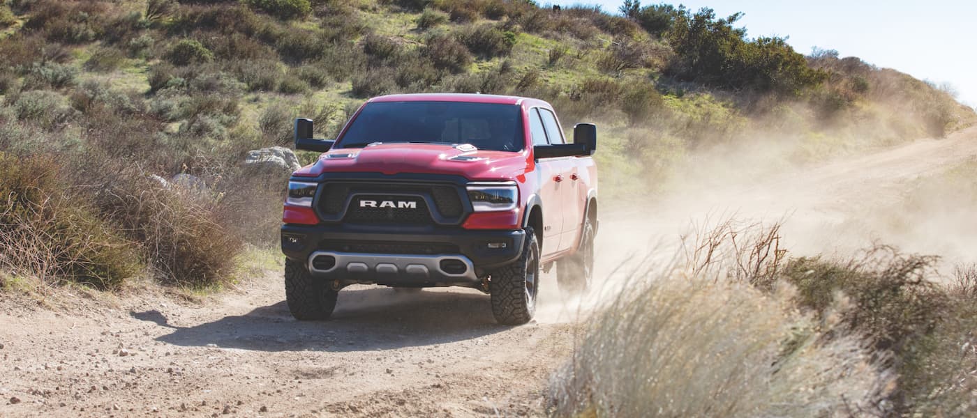 2021 Ram 1500 driving through dirt