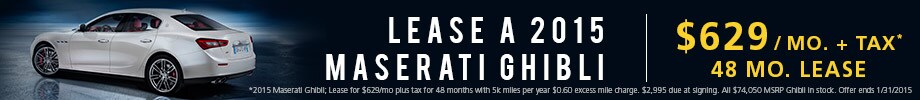 lease a 2015 Maserati ghibli for $629/mo 48 mos term