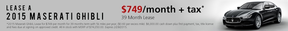 2015 maserati ghibli lease offer $749 per month 39 month lease