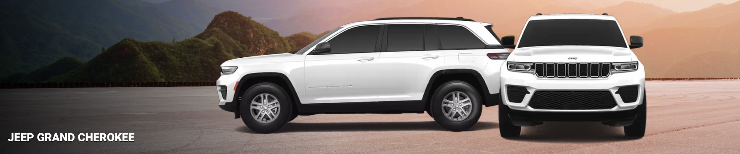 Jeep Grand Cherokee Laredo in Bright White front and side view