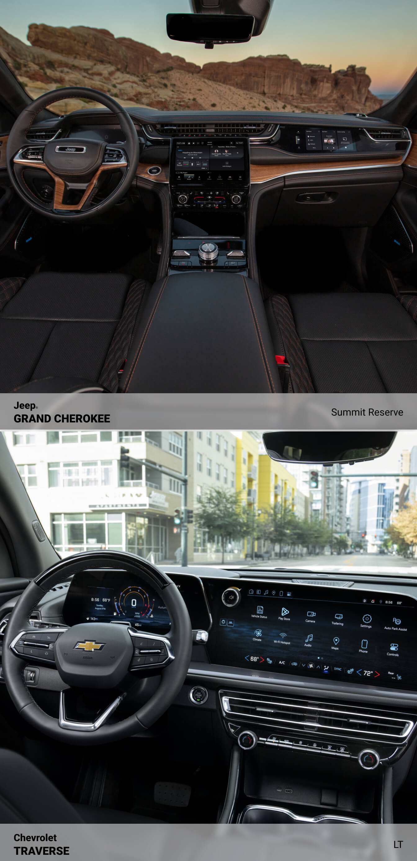 Jeep Grand Cherokee vs. Chevy Traverse Interior & Tech Features