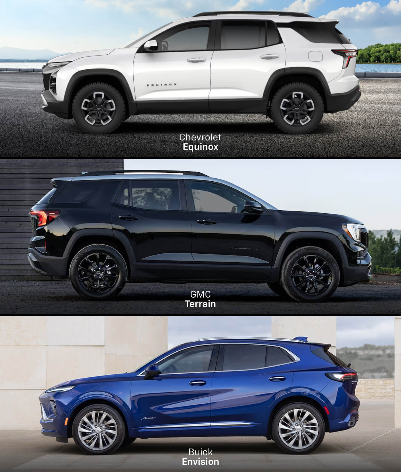 Chevy Equinox vs. GMC Terrain vs. Buick Envision Features