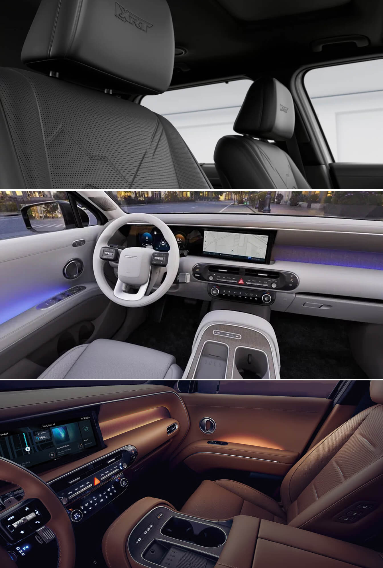 Top: XRT-Pro seats shown in black - Middle: Limited interior shown in gray - Bottom: Calligraphy interior shown in brown