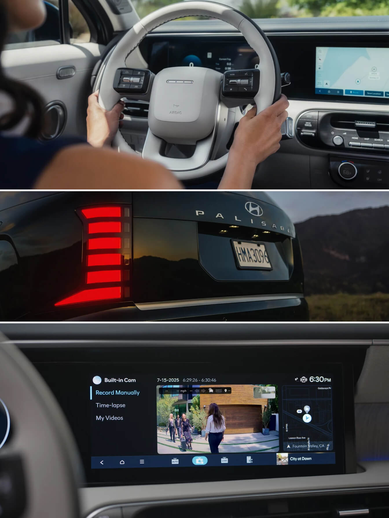 Top: 2026 Hyundai Palisade Calligraphy with Nappa leather seating in Navy two-tone - Bottom: 2026 Hyundai Palisade Calligraphy with Nappa leather in black