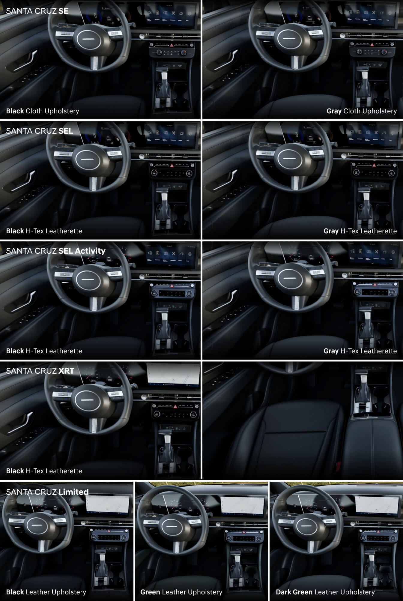 Hyundai Santa Cruz Interior Colors and Upholstery