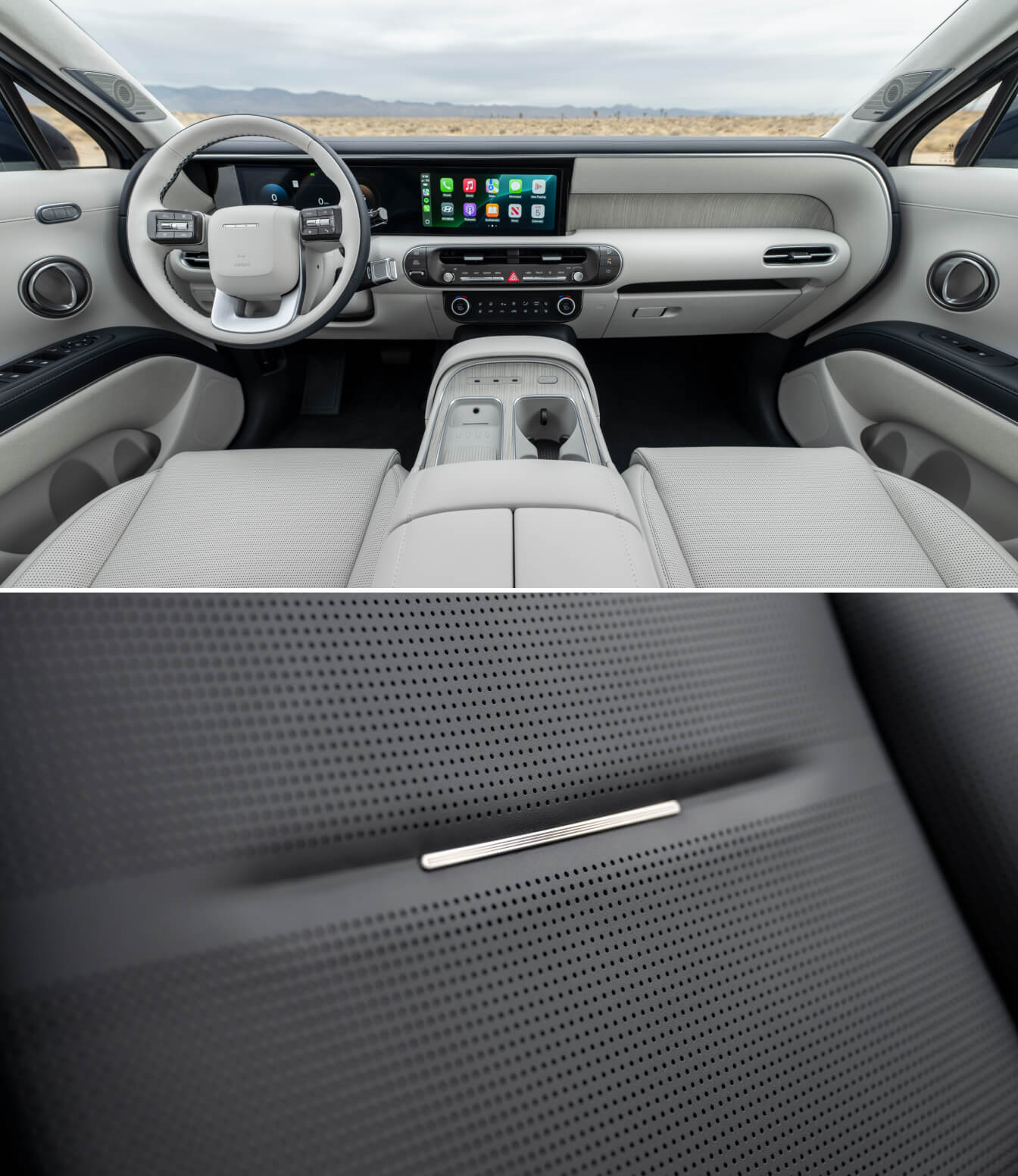 Top: 2026 Hyundai Palisade Calligraphy with Nappa leather seating in Navy two-tone - Bottom: 2026 Hyundai Palisade Calligraphy with Nappa leather in black