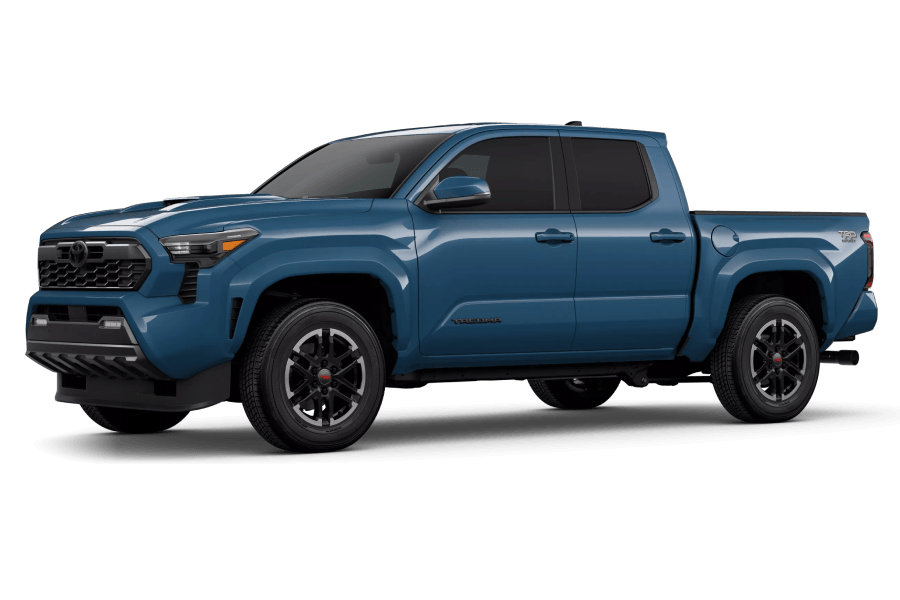 2026 Toyota Tacoma TRD Sport in Heritage Blue in three quarter angle.