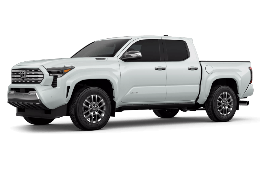2026 Toyota Tacoma Limited i-Force MAX in Wind Chill Pearl in three quarter angle.