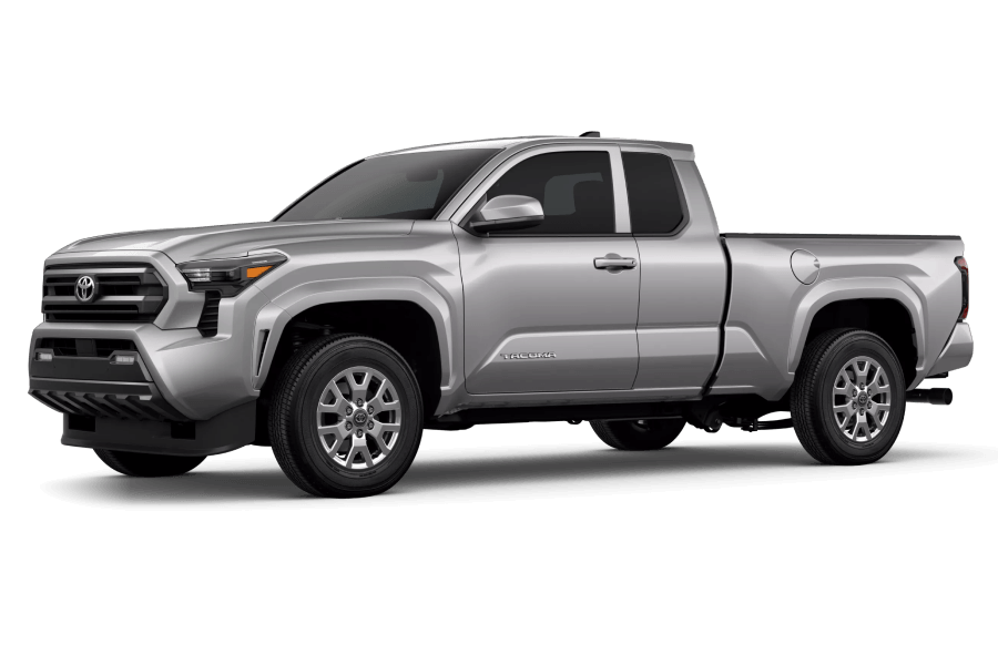 2026 Toyota Tacoma SR5 in Celestial Silver Metallic in three quarter angle.