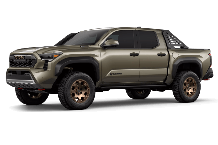 2026 Toyota Tacoma Trailhunter in Bronze Oxide in three quarter angle.