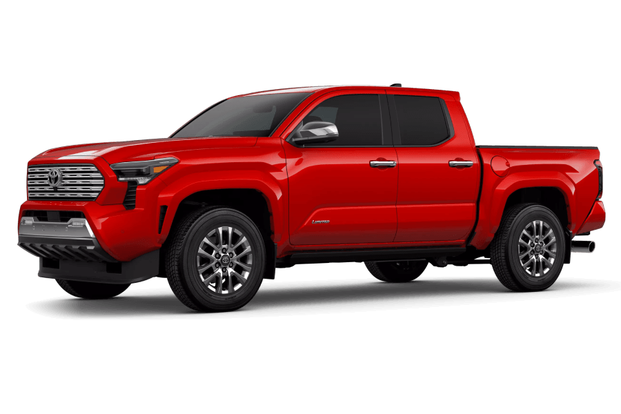 2026 Toyota Tacoma Limited in Supersonic Red in three quarter angle.