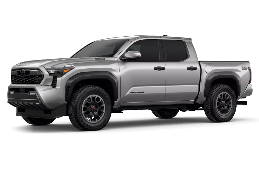 2026 Toyota Tacoma TRD Off-Road i-Force MAX in Celestial Silver Metallic in three quarter angle.