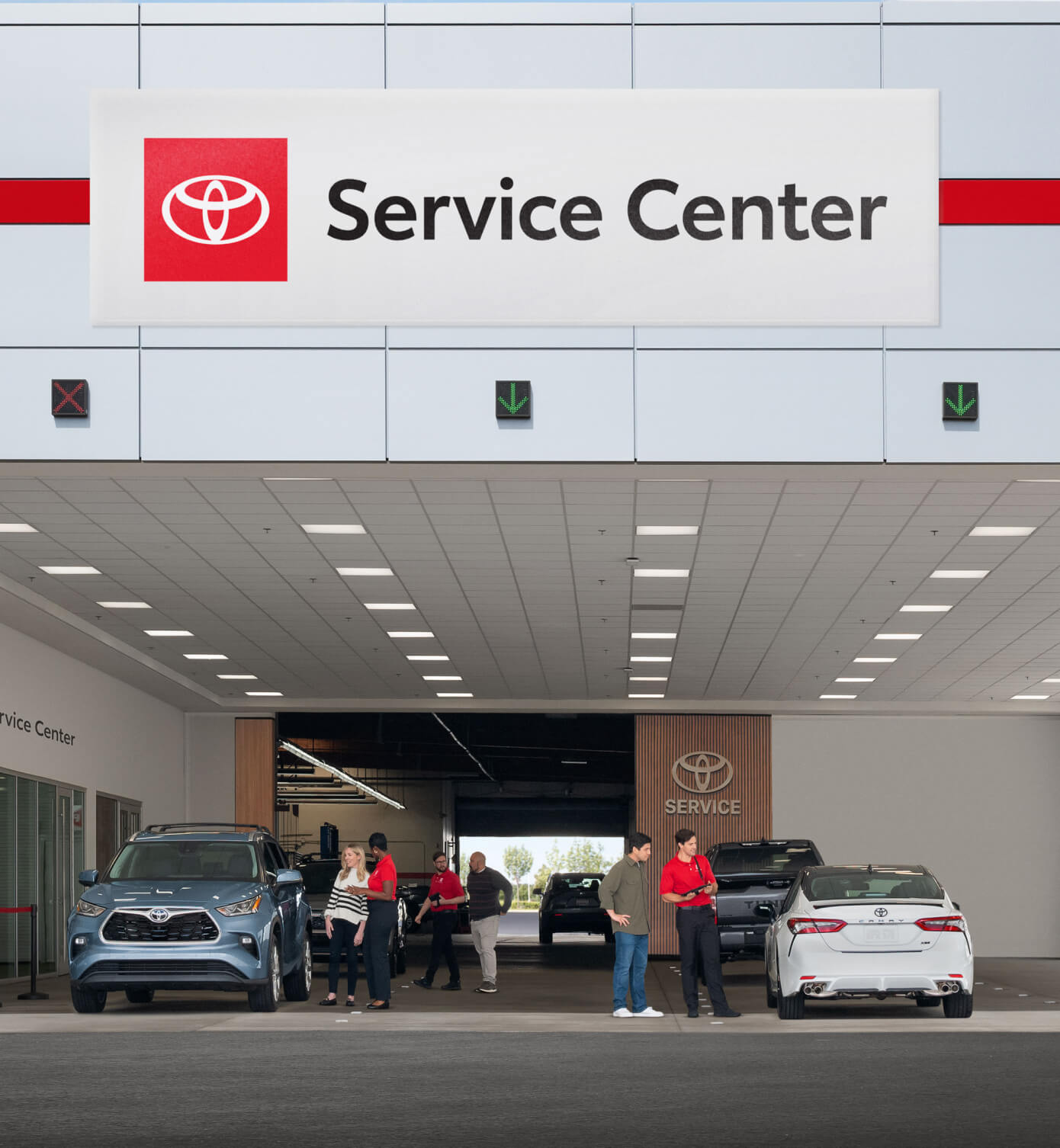 Customers & Service Staff at a Toyota Service Center
