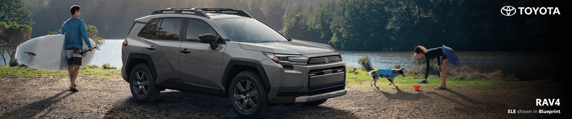 2026 Toyota RAV4 Woodland in Urban Rock parked near a lake