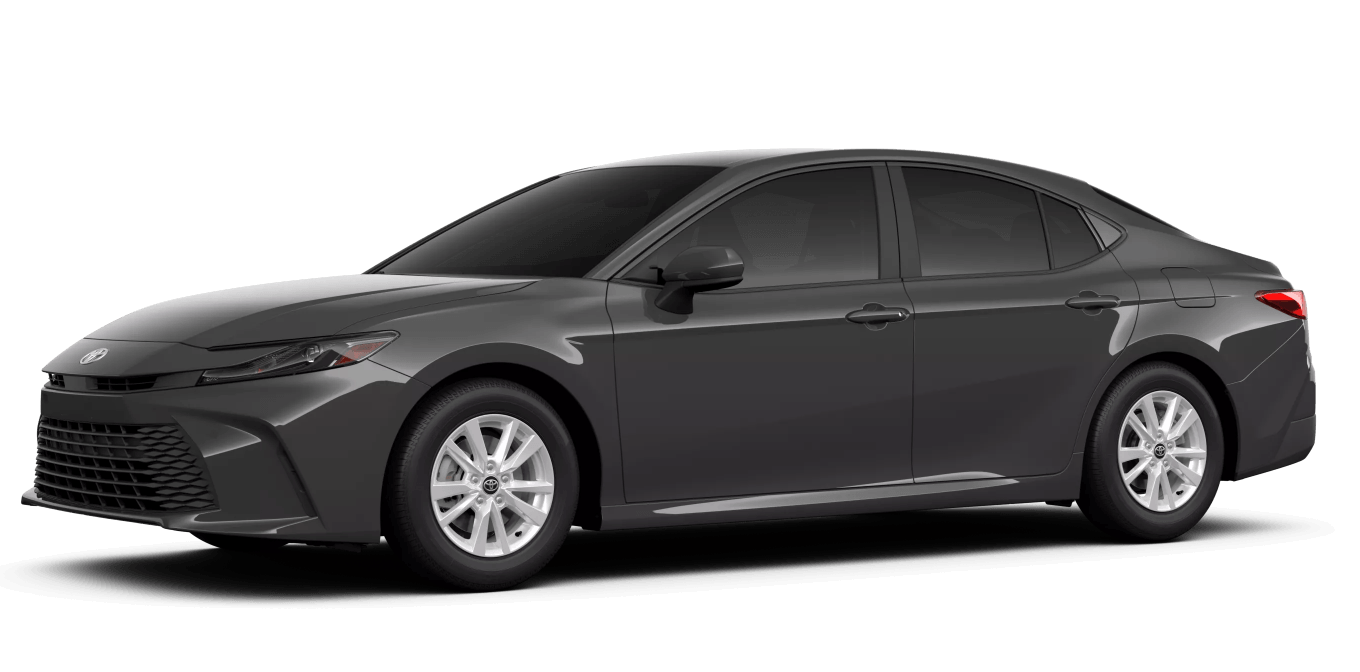 2026 Toyota Camry LE in Underground in three quarter angle.