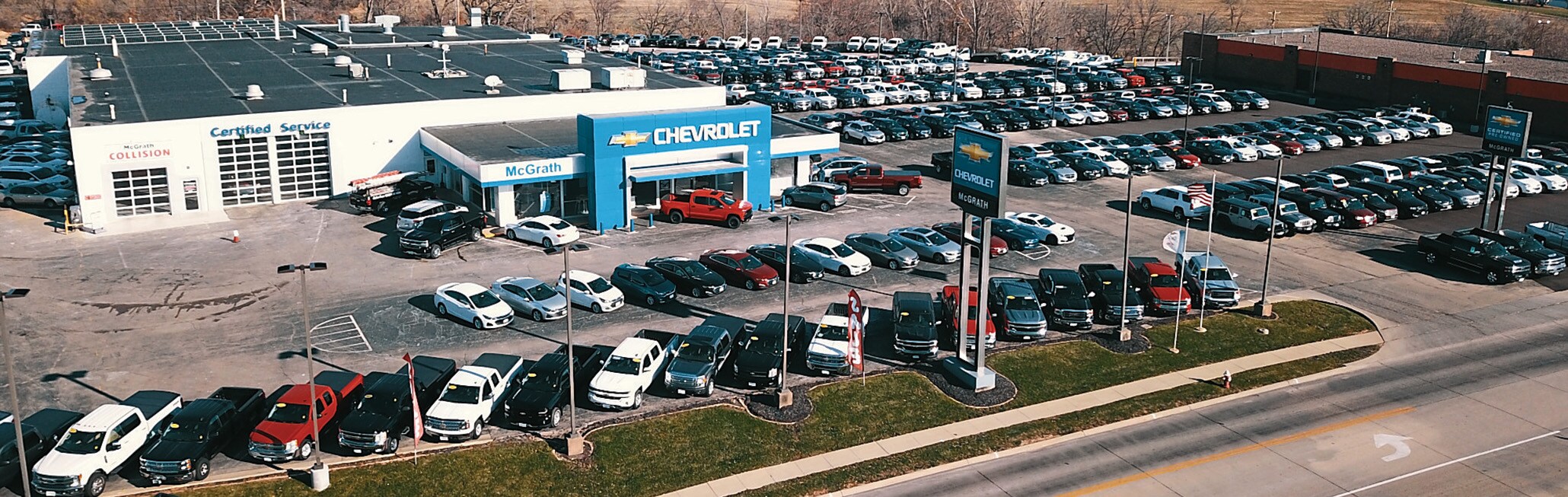 Chevy Dealer Near Me Aerial view of McGrath Chevy of Dubuque