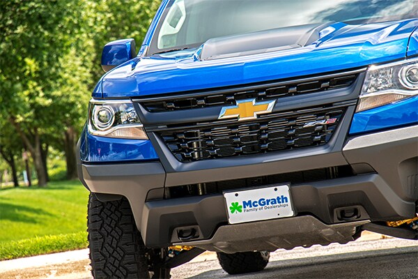2019 Blue Chevy Colorado parked in a parking lot