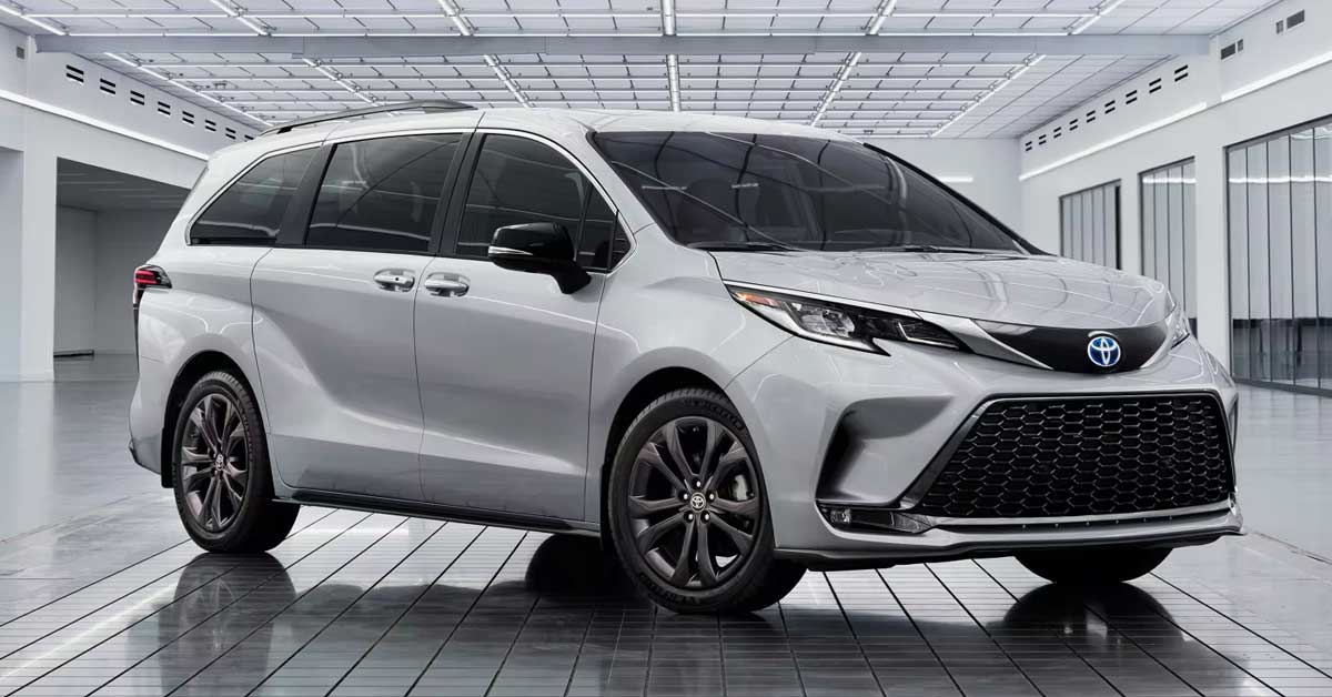 gray toyota sienna on the production floo inside