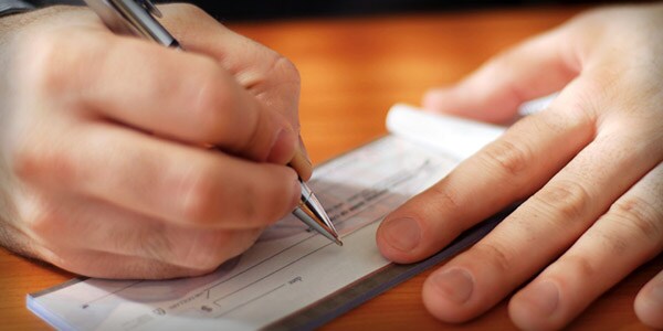 Writing check for down payment