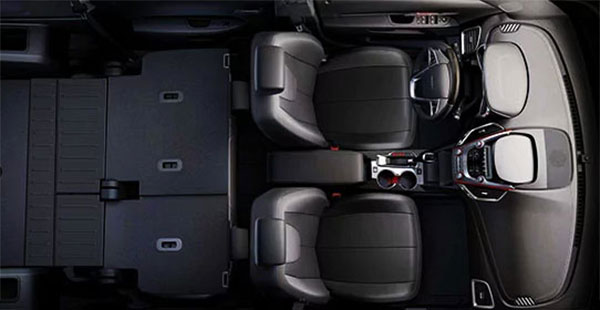 GMC Terrain overhead view of interior with seats down