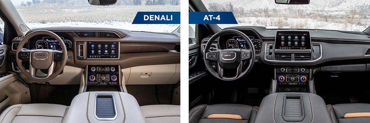 2021 GMC Yukon XL Denali vs AT-4 interior design