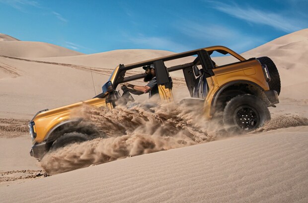Bronco off-roading in the sand
