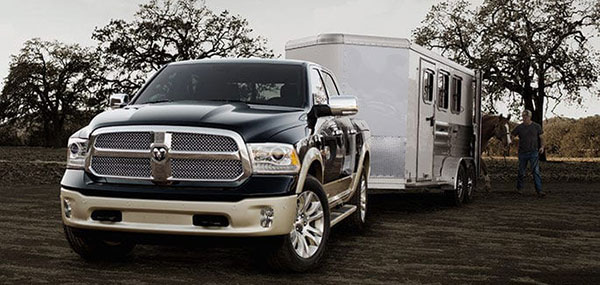 Ram truck towing a trailer