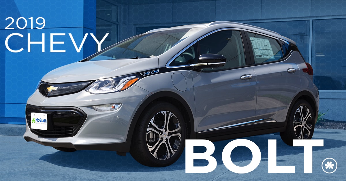 2019 Silver Chevy Bolt Parked at McGrath Auto