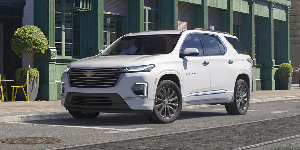 Chevy Traverse parked in a suburban city