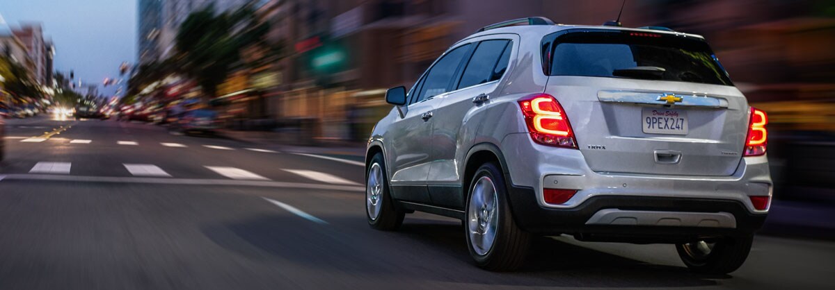 2019 Silver Chevy Trax driving down the road