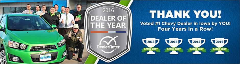Thank You for Voting Us the #1 Chevy Dealer in Iowa!