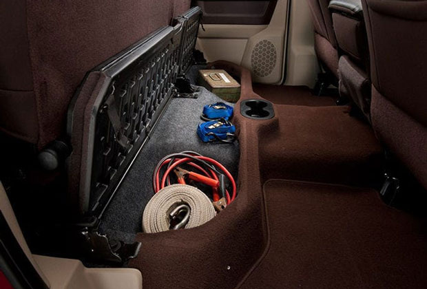 Under seat storage in the Ram 2500