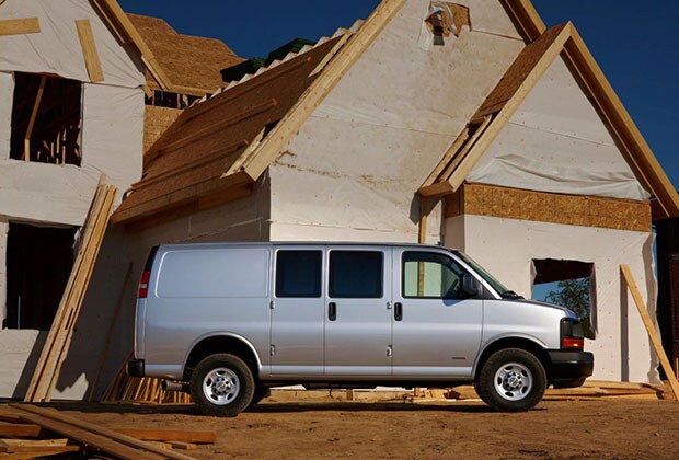 Chevy Express working a construction site