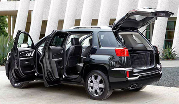 GMC Terrain all doors open showing interior