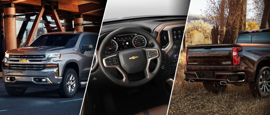 Front interior and exterior design of the 2019 Silverado 1500