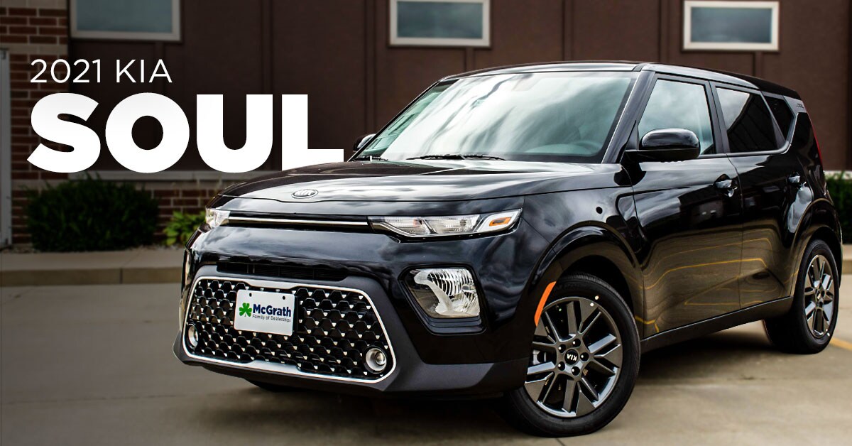 2021 Kia Soul parked outside next to a buildling