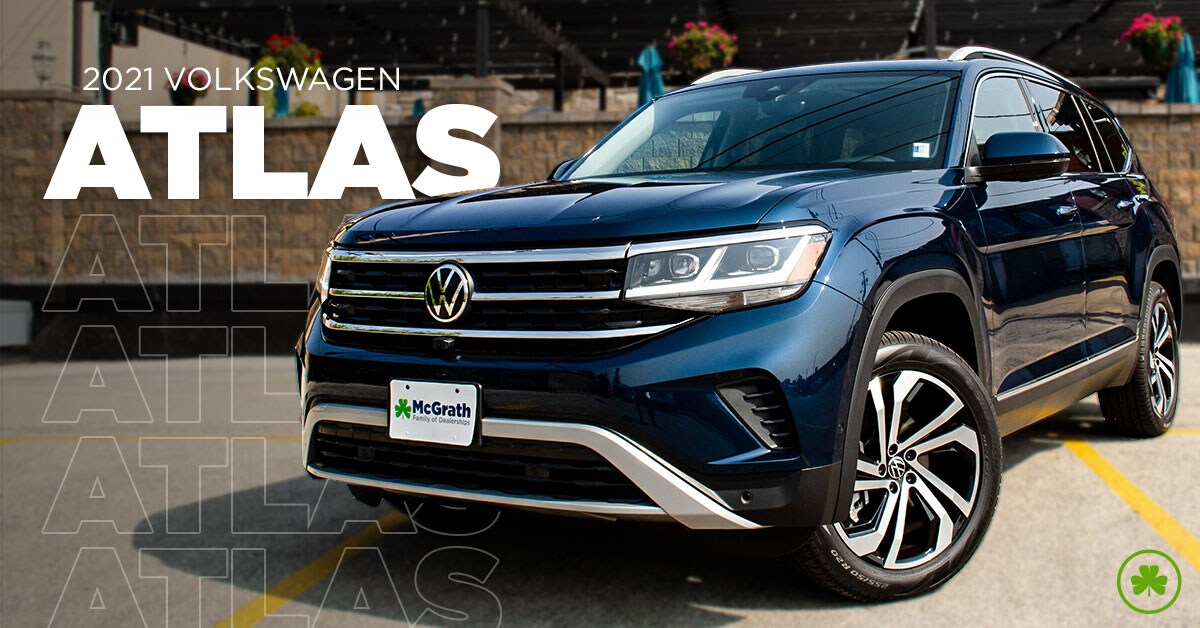 2021 Volkswagen Atlas parked next to brick building
