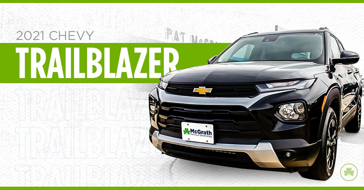 2021 Black Chevy Trailblazer parked front view