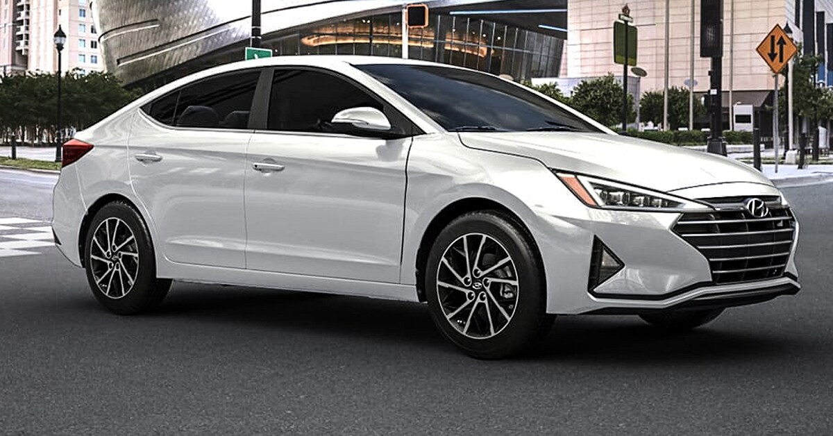 2020 White Hyundai Elantra parked in a city road