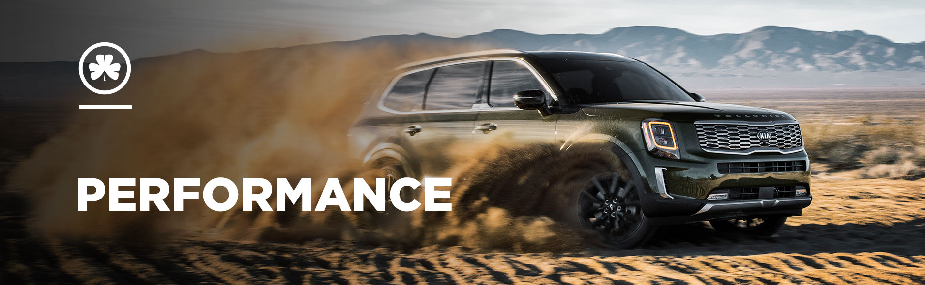 The 2020 Kia Telluride Performance Specs Kia Telluride Performance Banner - spinning out in sand