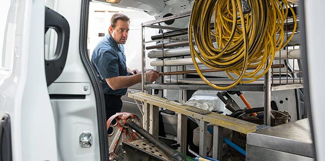 White ProMaster work Interior