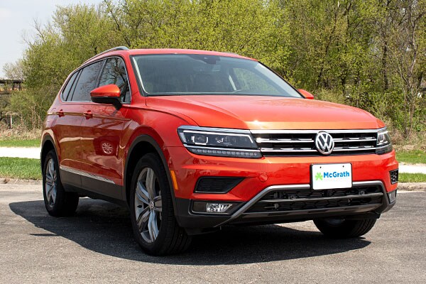 Orange Metallic 2019 Volkswagen Tiguan parked