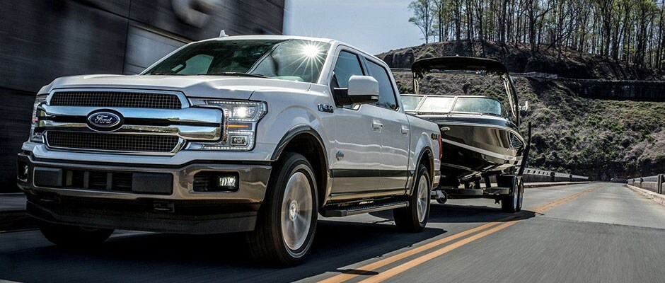 2018 Ford F-150 hauling a boat